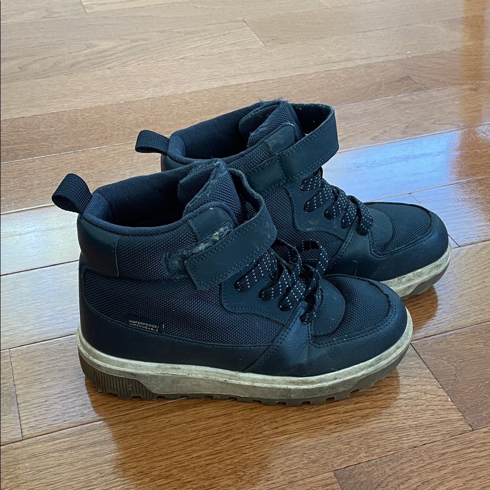 Navy High-Top Sneaker Boots with Velcro Strap